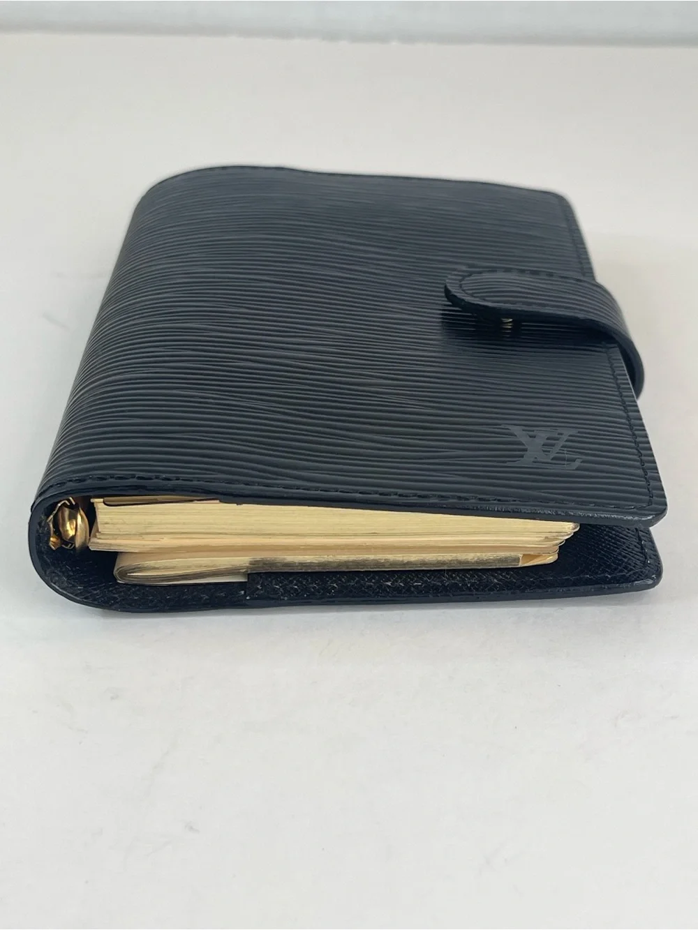 black Louis Vuitton Epi leather small ring agenda cover